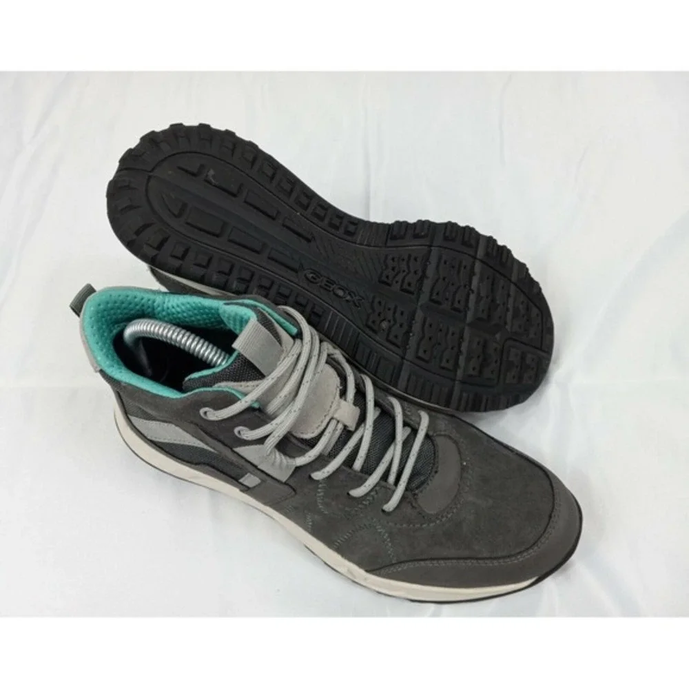 Geox Respira Womens 10.5 Grey‎ Suede Mid Top Hiking Walking Sneakers Shoes